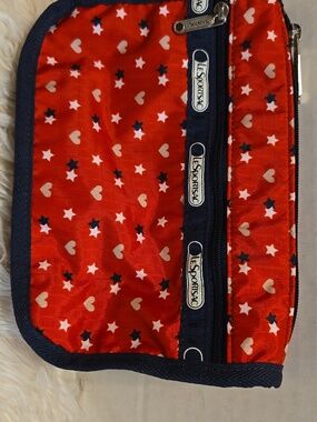 Lesportsac Red, White & Navy Star and Heart Pattern Crossbody